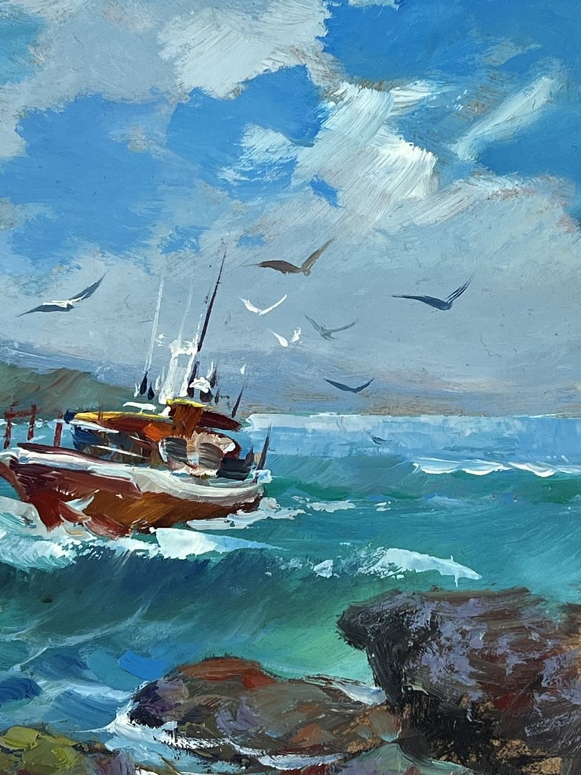 Oil painting Ship on the Waves in a Stormy Sea Yuriy Suprunchuk - 10
