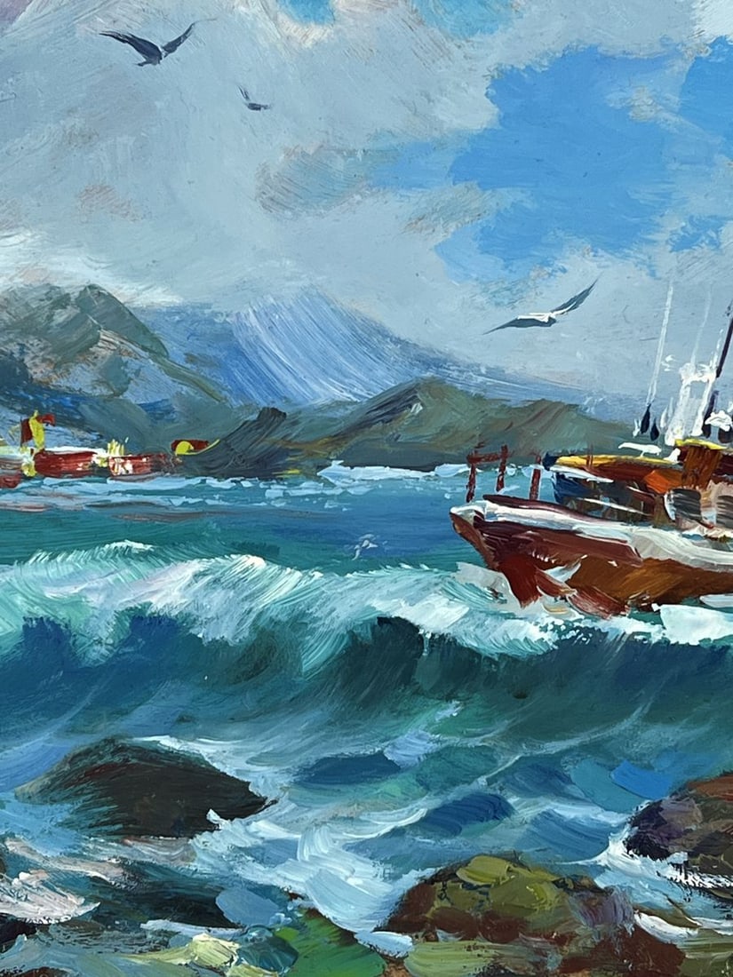 Oil painting Ship on the Waves in a Stormy Sea Yuriy Suprunchuk - 5