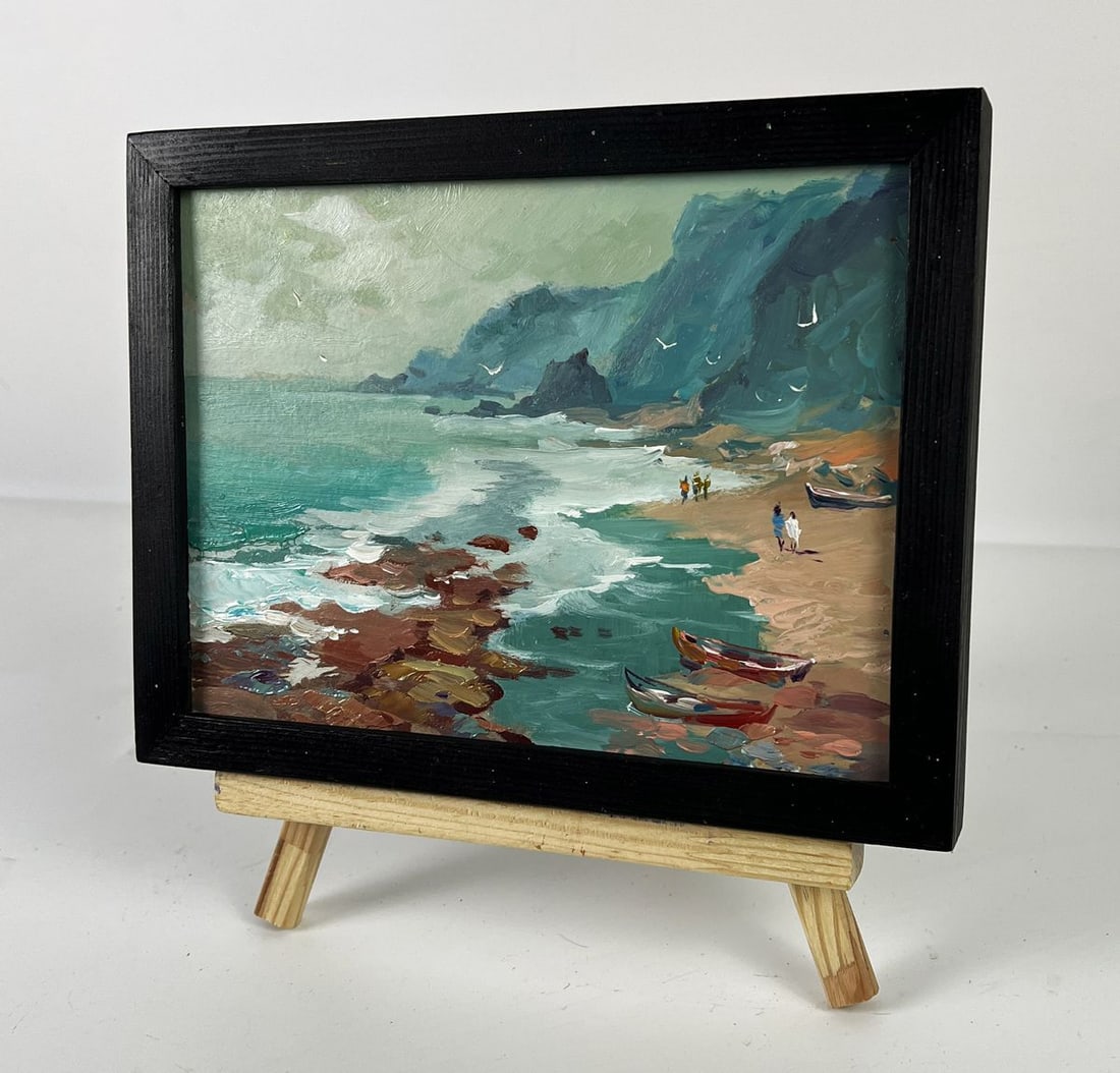 Oil painting Rocks by the Shore on a Cloudy Day Yuriy Suprunchuk - 2