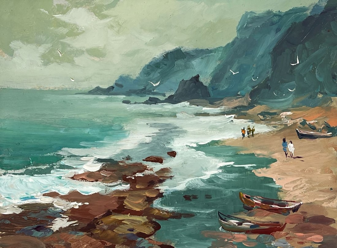 Oil painting Rocks by the Shore on a Cloudy Day Yuriy Suprunchuk - 3