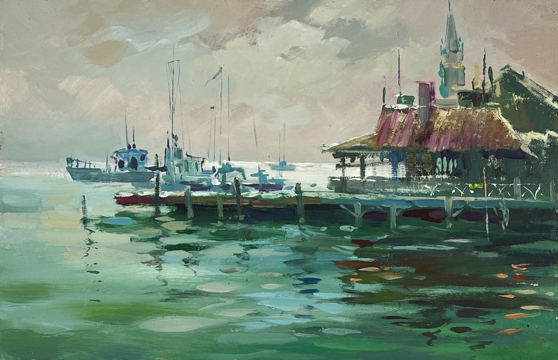 Oil painting Pier on a Gloomy Day Yuriy Suprunchuk - 3