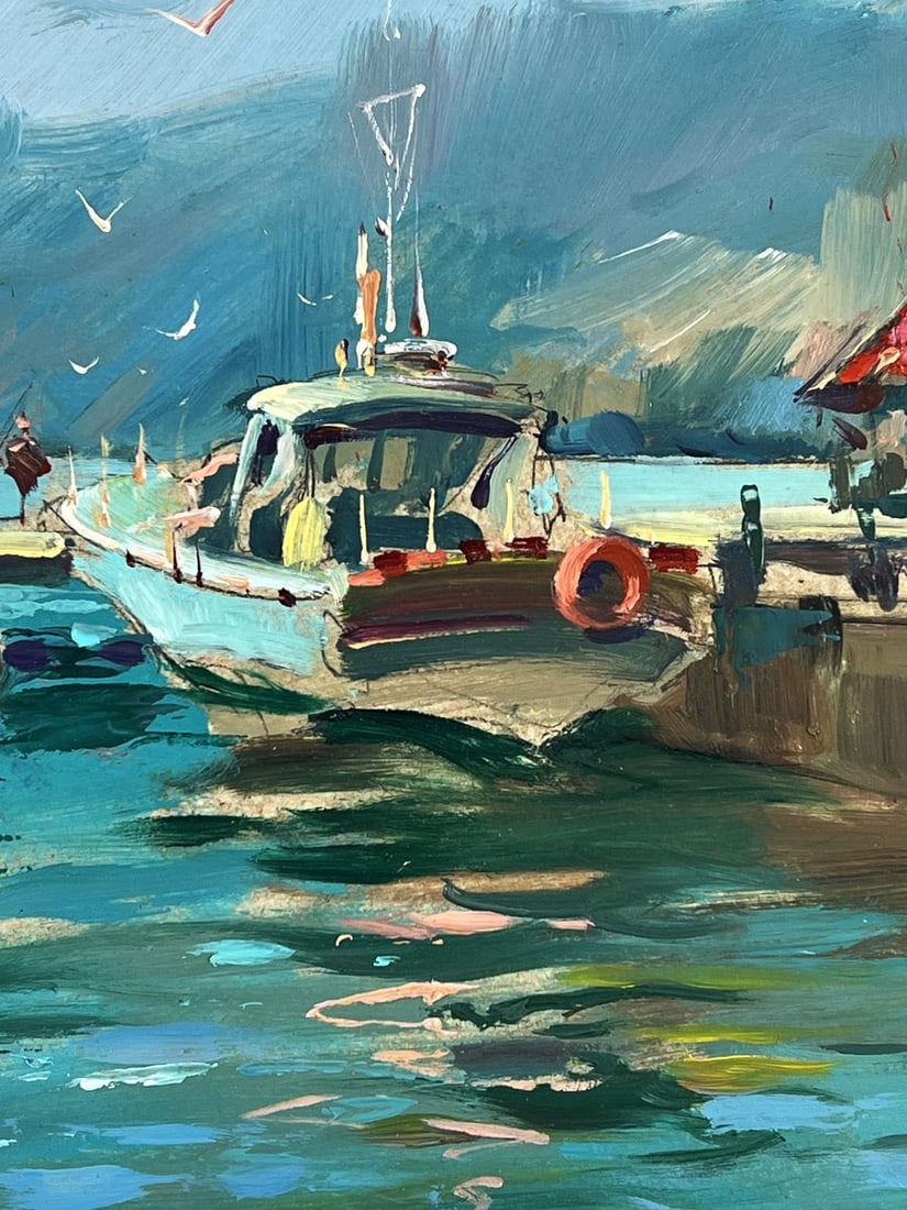 Oil painting Ships at the Dock on a Sunny Day Yuriy Suprunchuk - 10