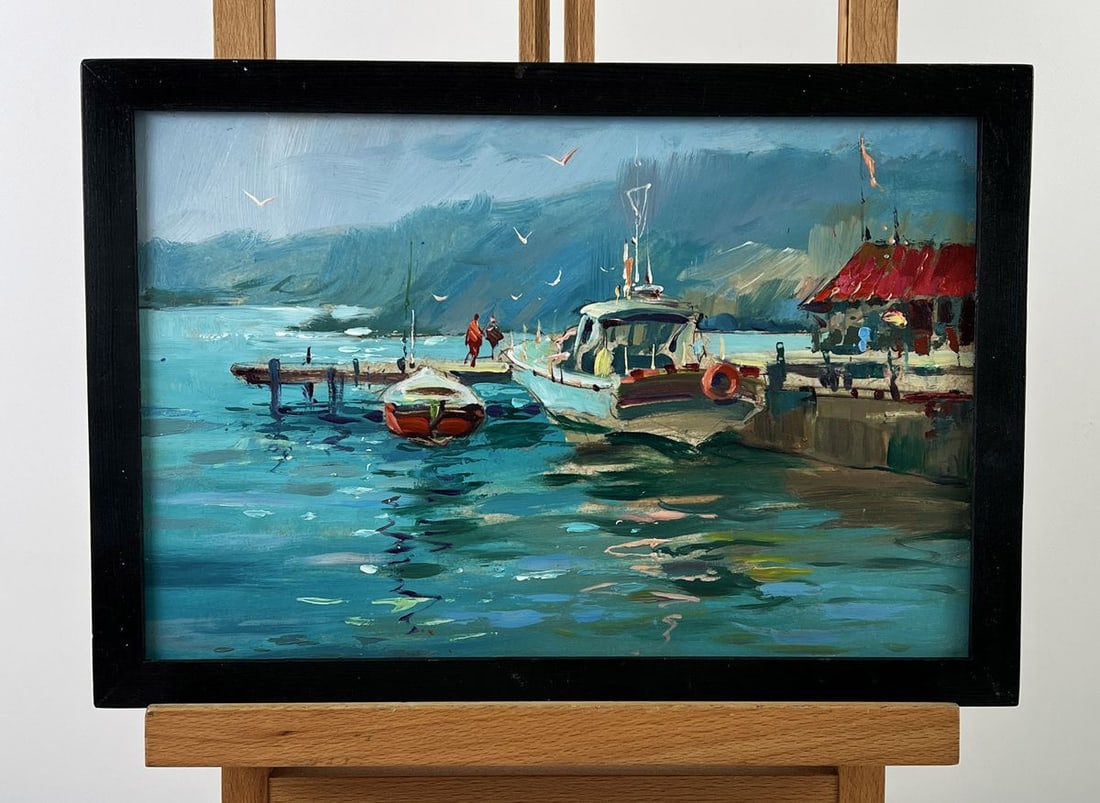 Oil painting Ships at the Dock on a Sunny Day Yuriy Suprunchuk: Title: Oil painting Ships at the Dock on a Sunny Day Yuriy Suprunchuk Description: No.AAA6583*** ABOUT THIS PAINTING **** TITLE: "Ships at the Dock on a Sunny Day"* ARTISTS: Yuriy Suprunchuk* SIZE: 20