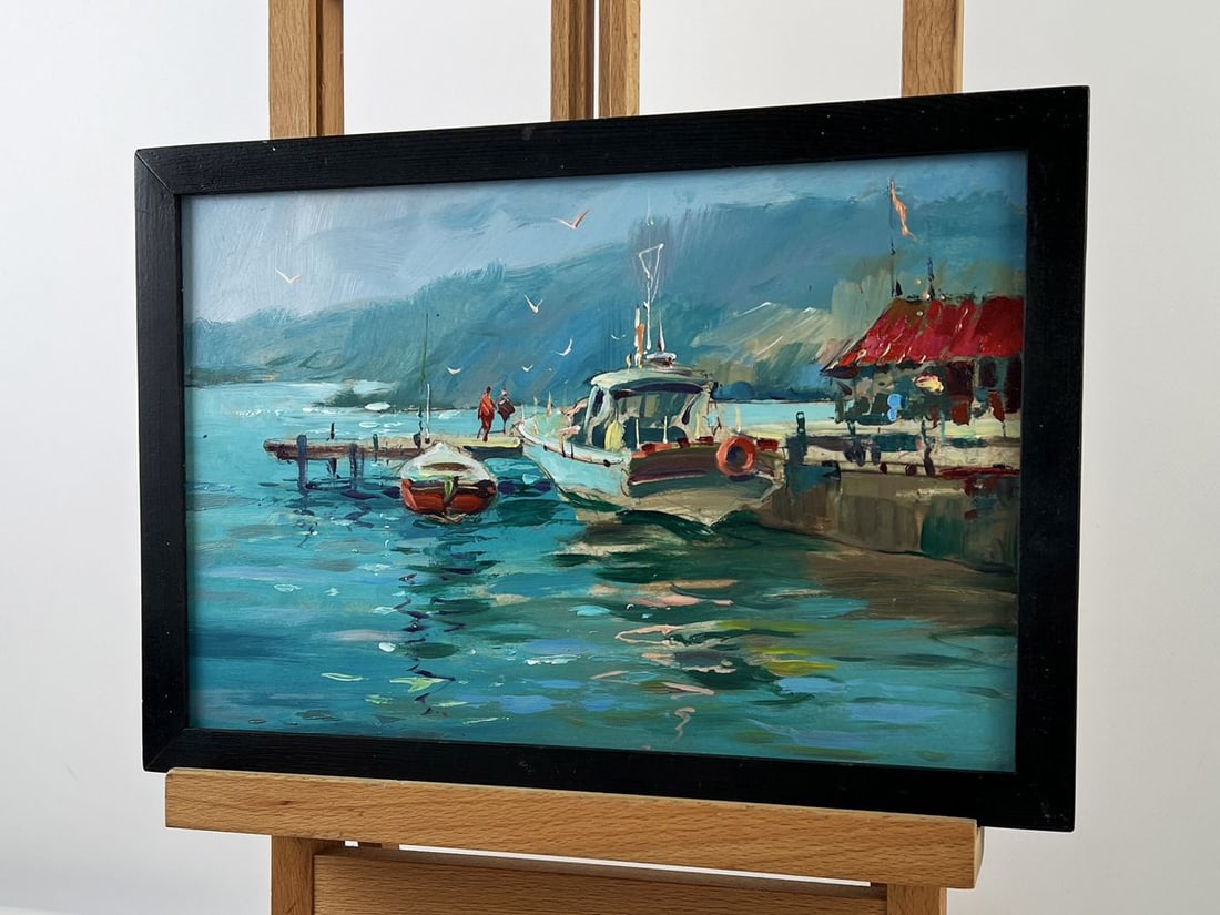 Oil painting Ships at the Dock on a Sunny Day Yuriy Suprunchuk - 2