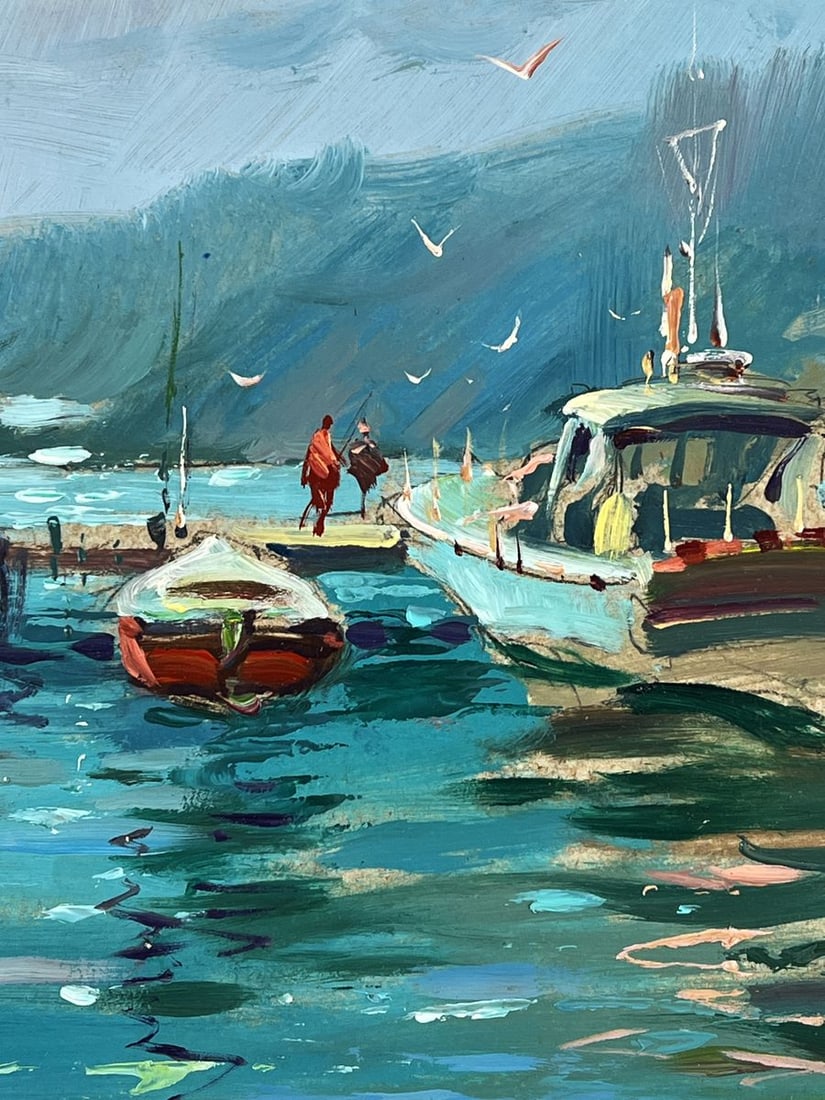 Oil painting Ships at the Dock on a Sunny Day Yuriy Suprunchuk - 6