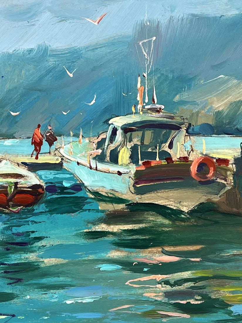 Oil painting Ships at the Dock on a Sunny Day Yuriy Suprunchuk - 8