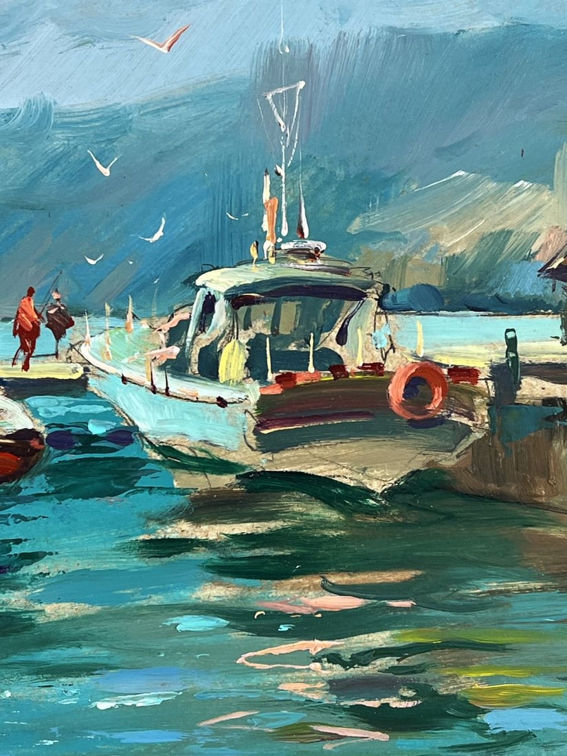 Oil painting Ships at the Dock on a Sunny Day Yuriy Suprunchuk - 9