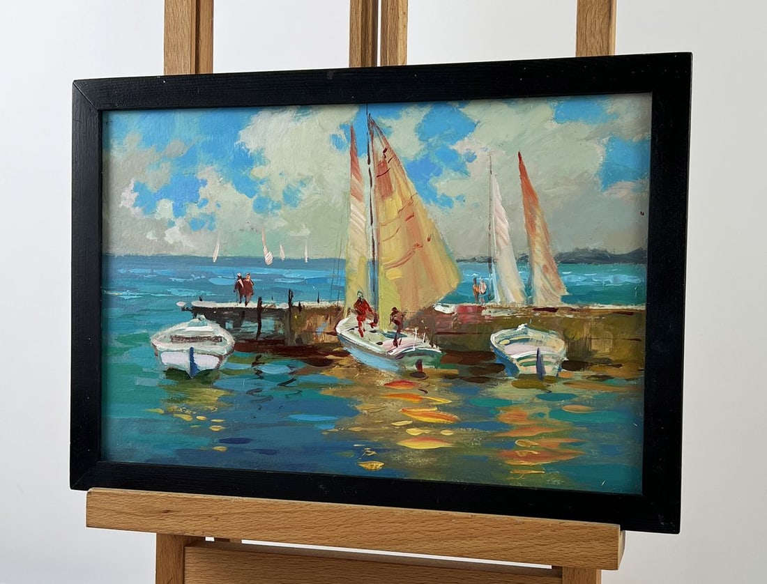 Oil painting Moored Boats Against the Sea Yuriy Suprunchuk - 2