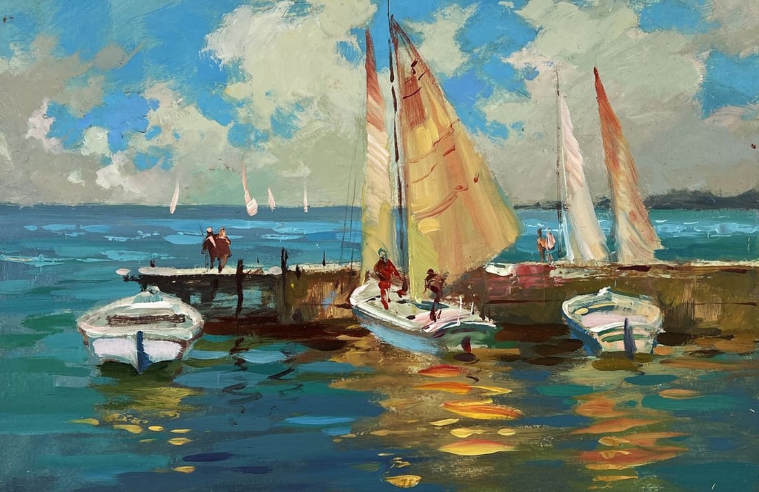 Oil painting Moored Boats Against the Sea Yuriy Suprunchuk - 3