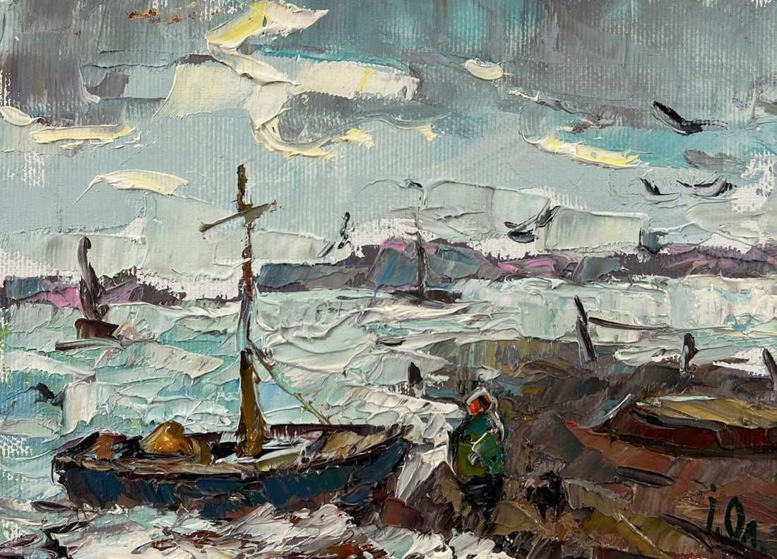 Oil painting Lonely Pier in Bad Weather Oleksiy Ivanyuk - 3