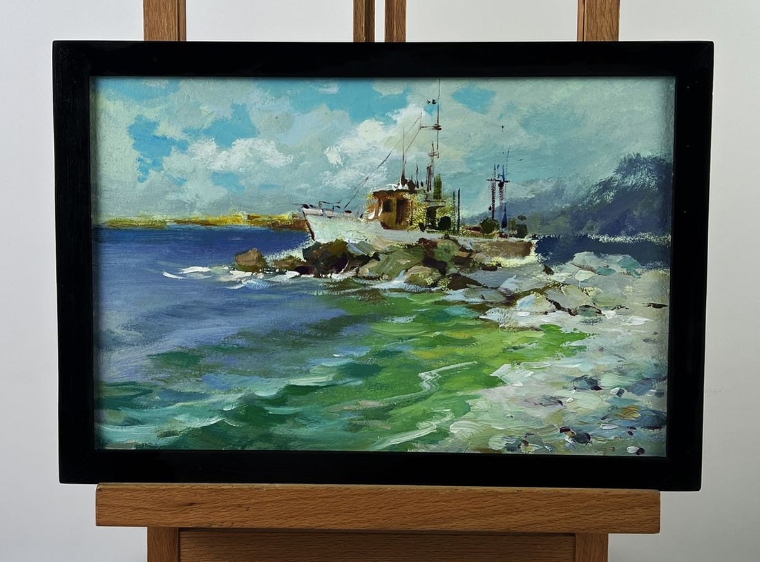 Oil painting Boat by the Seashore Yuriy Suprunchuk: Title: Oil painting Boat by the Seashore Yuriy Suprunchuk Description: No.AAA6720*** ABOUT THIS PAINTING **** TITLE: "Boat by the Seashore"* ARTISTS: Yuriy Suprunchuk* SIZE: 20x30 cm/7.87x11.81 inches