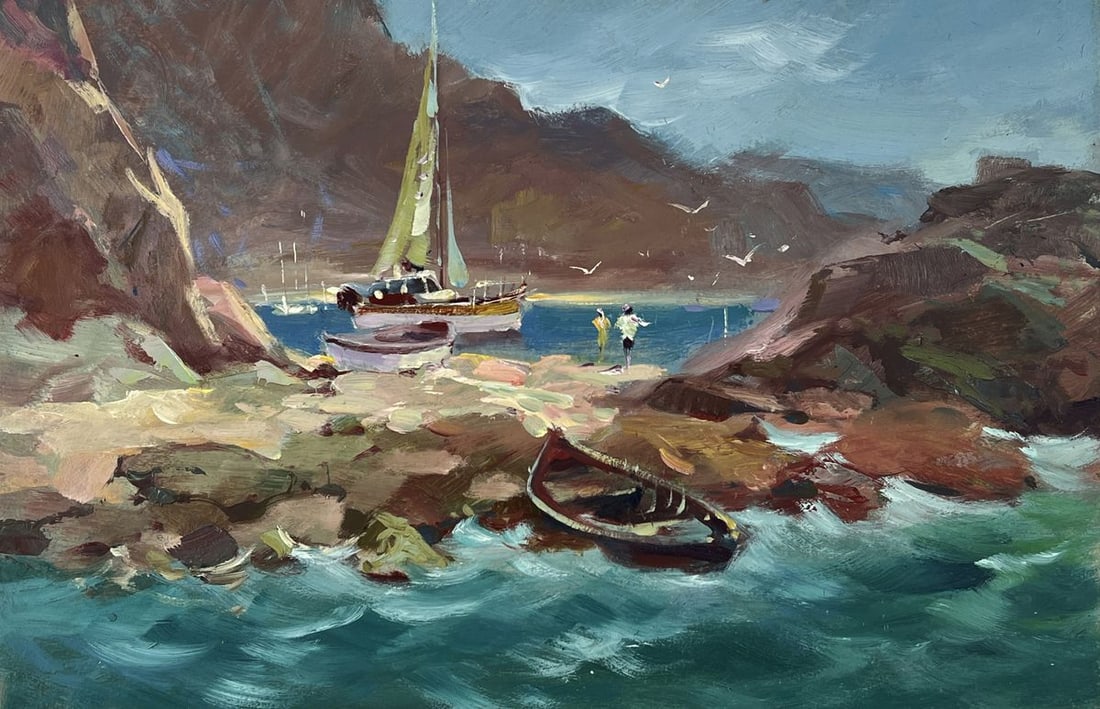 Oil painting Boats at the Rocks Yuriy Suprunchuk - 3