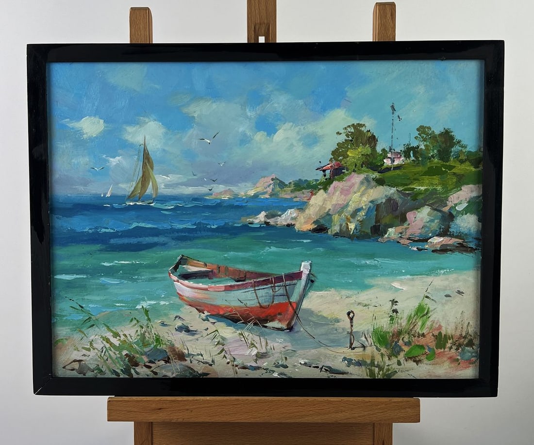 Oil painting The boat is moored near the seashore Yuriy Suprunchuk: Title: Oil painting The boat is moored near the seashore Yuriy Suprunchuk Description: No.AAA6731*** ABOUT THIS PAINTING **** TITLE: "The boat is moored near the seashore"* ARTISTS: Yuriy Suprunchuk*