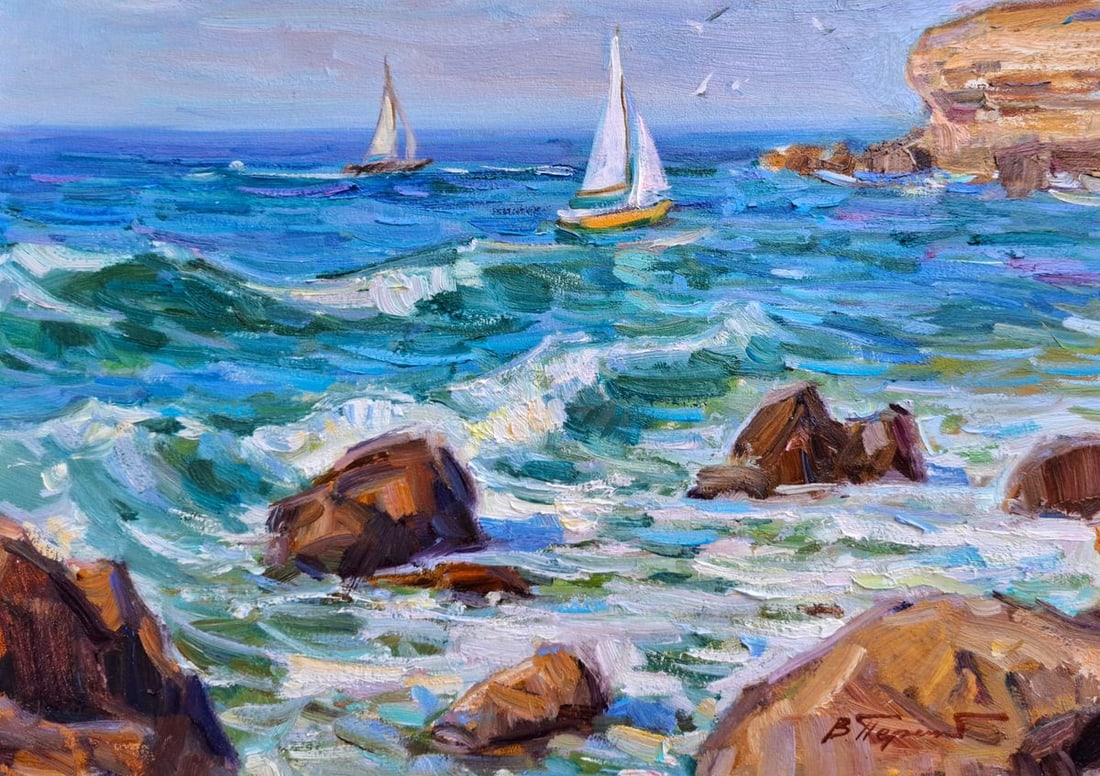 Oil painting Sea Waves On The Horizons Vyacheslav Pereta - 4