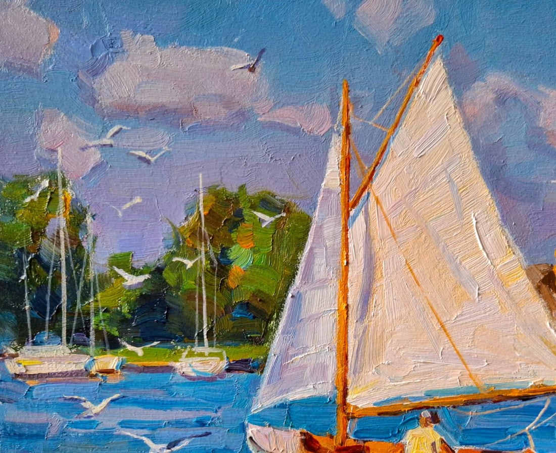 Oil painting Walk by the Lake Vyacheslav Pereta - 2