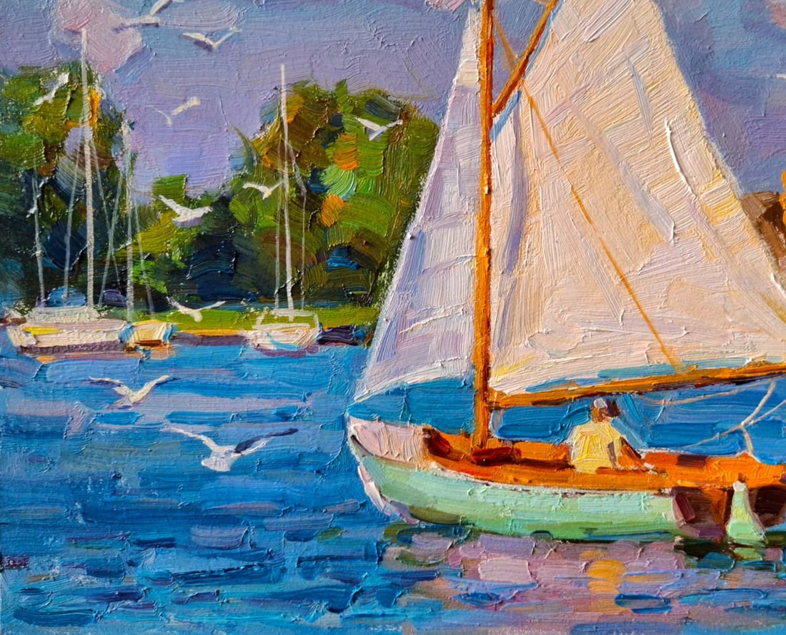 Oil painting Walk by the Lake Vyacheslav Pereta - 4