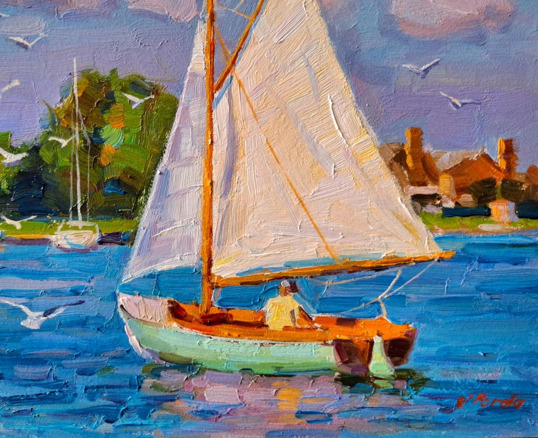 Oil painting Walk by the Lake Vyacheslav Pereta - 5