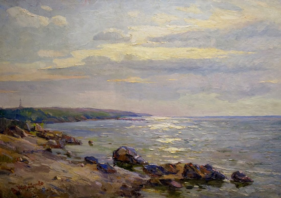Oil painting Sea shore Nepiypivo Vasily Ignatievich: Title: Oil painting Sea shore Nepiypivo Vasily Ignatievich Description: No.Vern 1160 *** ABOUT THIS PAINTING *** * TITLE: "Sea shore" * ARTISTS: Nepiypivo Vasily Ignatievich * SIZE: 96x134 cm/37.79x52