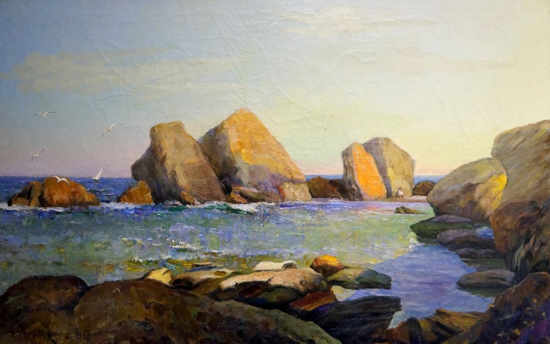 Oil painting Near the shore Zharenko Lavrentiy Semenovich: Title: Oil painting Near the shore Zharenko Lavrentiy Semenovich Description: No.Vern 1164 *** ABOUT THIS PAINTING *** * TITLE: "Near the shore" * ARTISTS: Zharenko Lavrentiy Semenovich * SIZE: