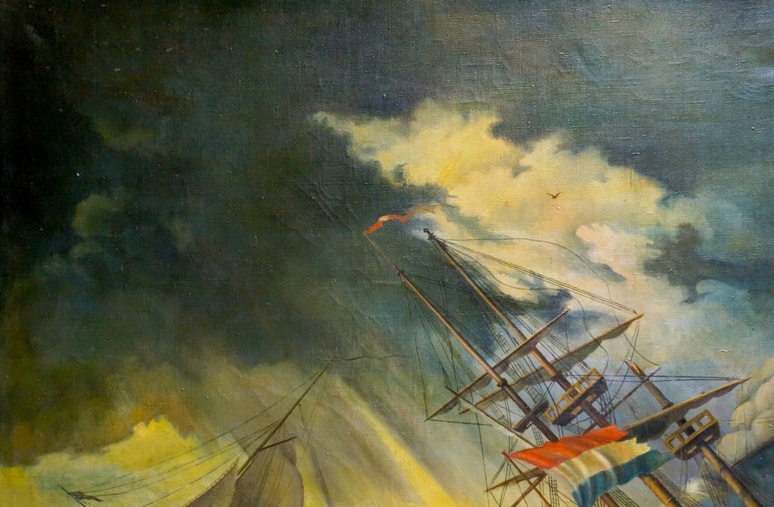 Oil painting Ship in the storm - 3