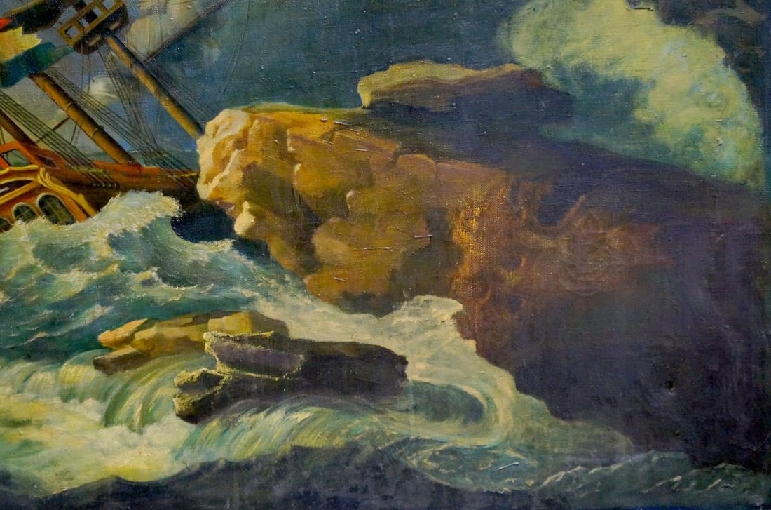 Oil painting Ship in the storm - 5
