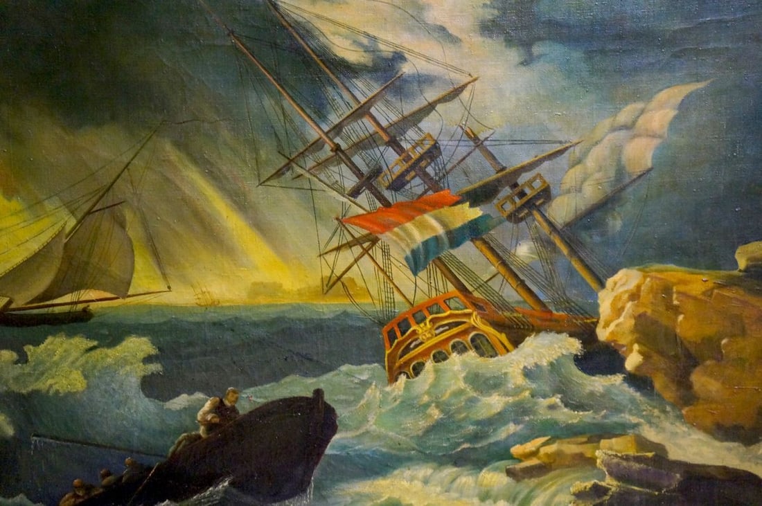 Oil painting Ship in the storm - 6