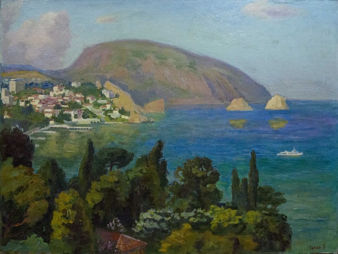 Oil painting City near the sea Kogan Boris Matveevich: Title: Oil painting City near the sea Kogan Boris Matveevich Description: No.Vernd 46 *** ABOUT THIS PAINTING *** * TITLE: "City near the sea" * ARTISTS: Kogan Boris Matveevich * SIZE: 120x160 cm/47.2