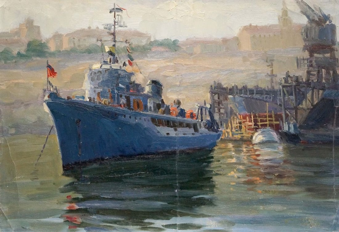 Oil painting Departure Kolomoitsev Petr Mikhailovich: Title: Oil painting Departure Kolomoitsev Petr Mikhailovich Description: No.Verns 182 *** ABOUT THIS PAINTING *** * TITLE: "Departure" * ARTISTS: Kolomoitsev Petr Mikhailovich * SIZE: 45x68 cm/17.71x2