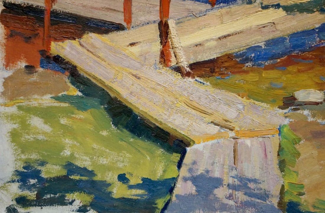 Oil painting Moored boat off the coast Korostelev Vladimir Alexandrovich - 2