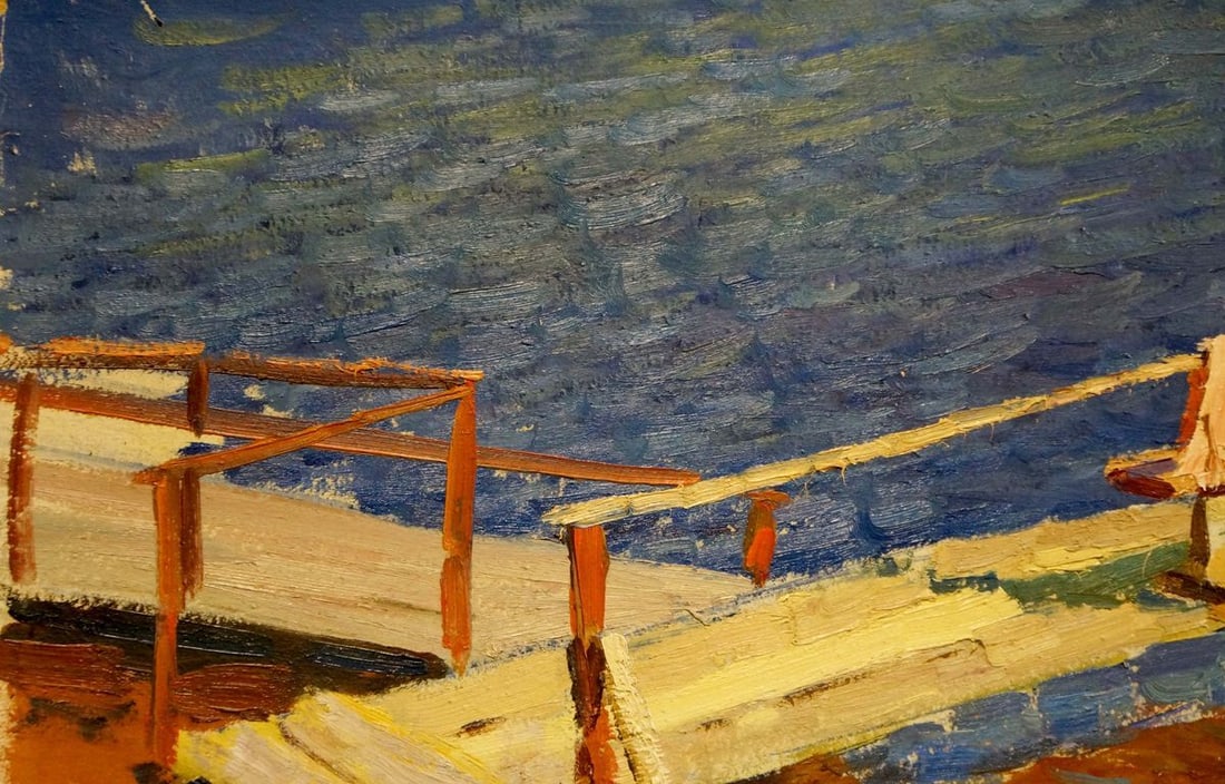 Oil painting Moored boat off the coast Korostelev Vladimir Alexandrovich - 3