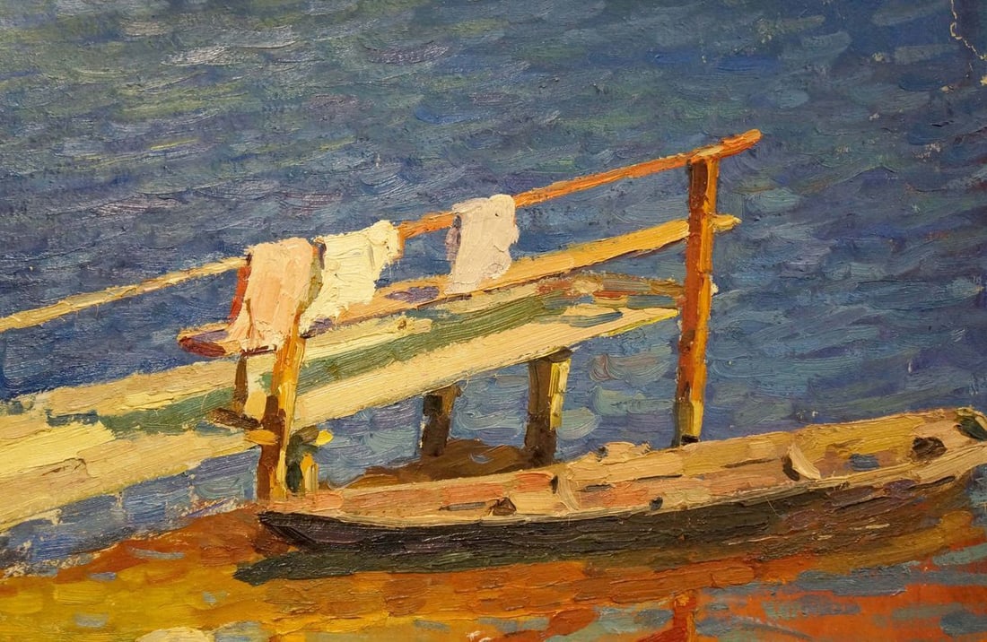 Oil painting Moored boat off the coast Korostelev Vladimir Alexandrovich - 4