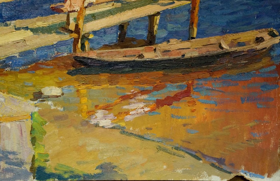 Oil painting Moored boat off the coast Korostelev Vladimir Alexandrovich - 5