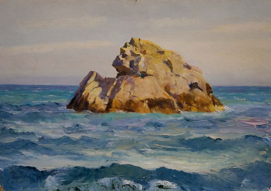 Oil painting Rocks in the sea Vladimir Matyushkov: Title: Oil painting Rocks in the sea Vladimir Matyushkov Description: No.Verns 418 *** ABOUT THIS PAINTING *** * TITLE: "Rocks in the sea" * ARTISTS: Vladimir Matyushkov * SIZE: 35x50 cm/13.77x19.68