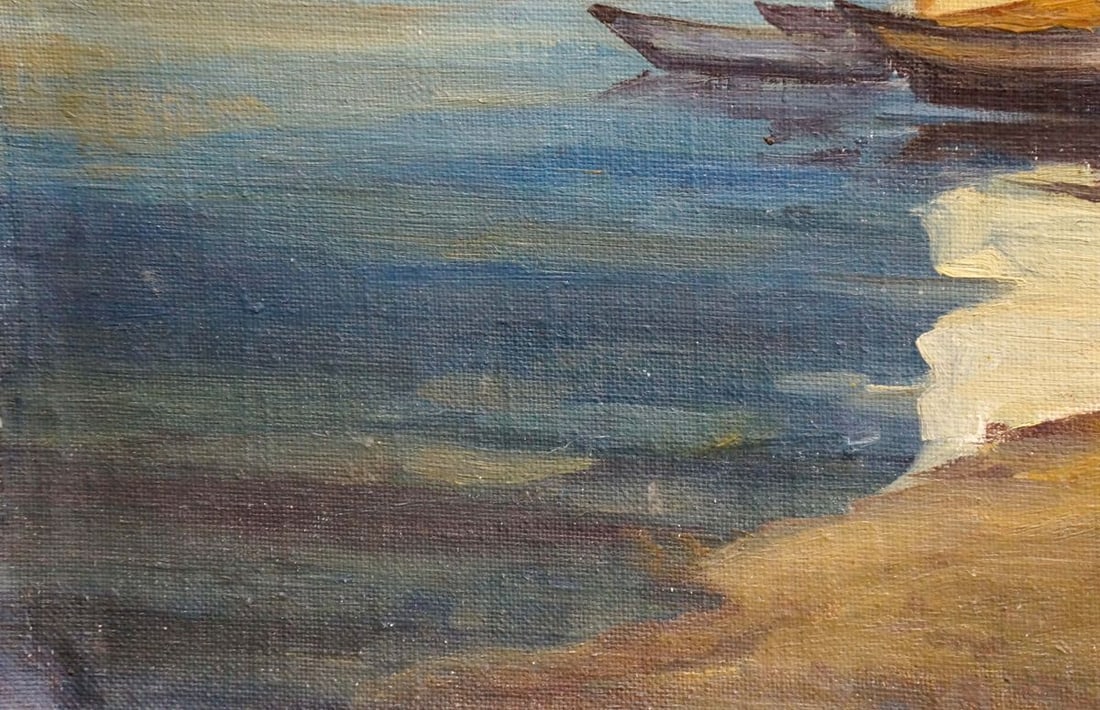 Oil painting Boats by the shore - 2