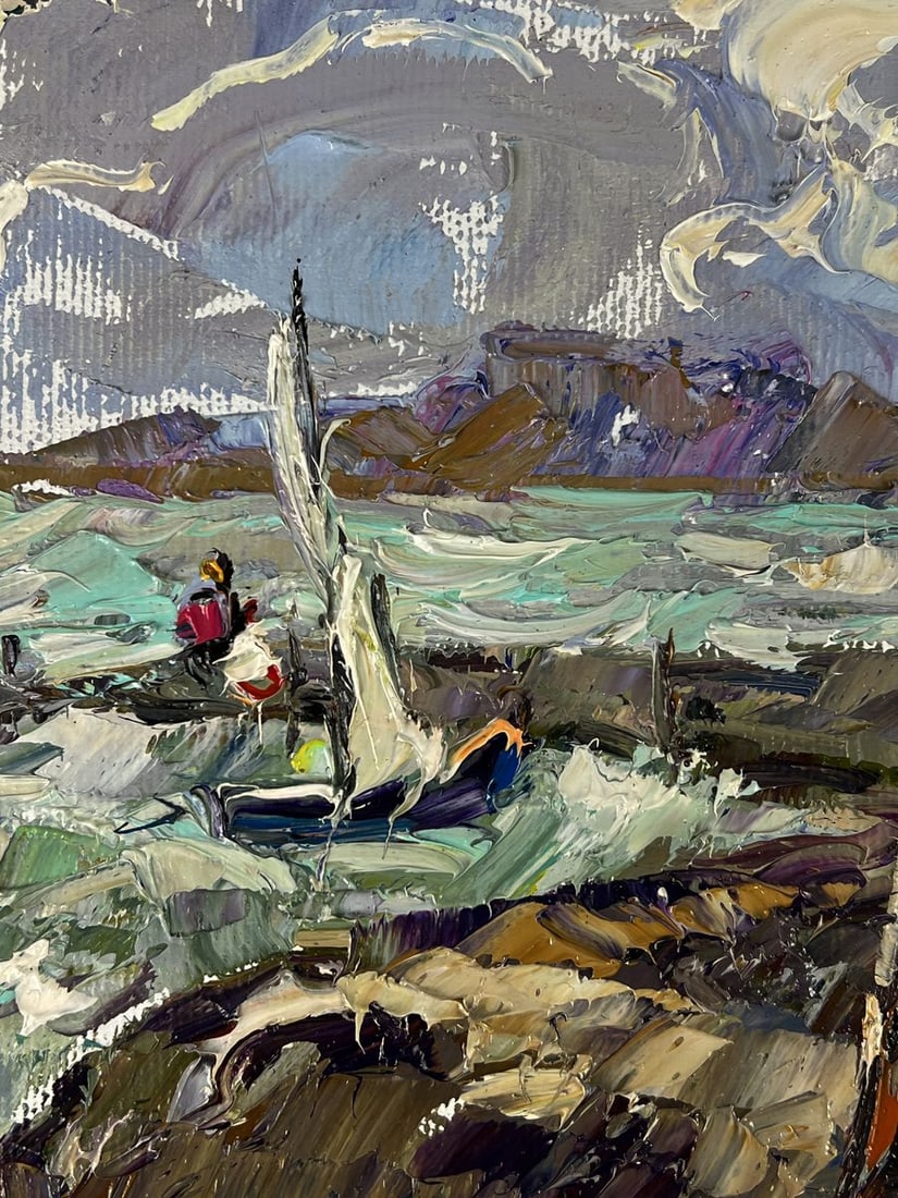 Oil painting Small marina for boats in the sea Oleksiy Ivanyuk - 9