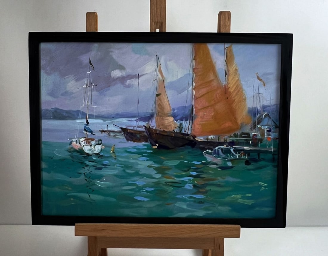 Oil painting Sea ships at the pier Yuriy Suprunchuk (1 of 11)