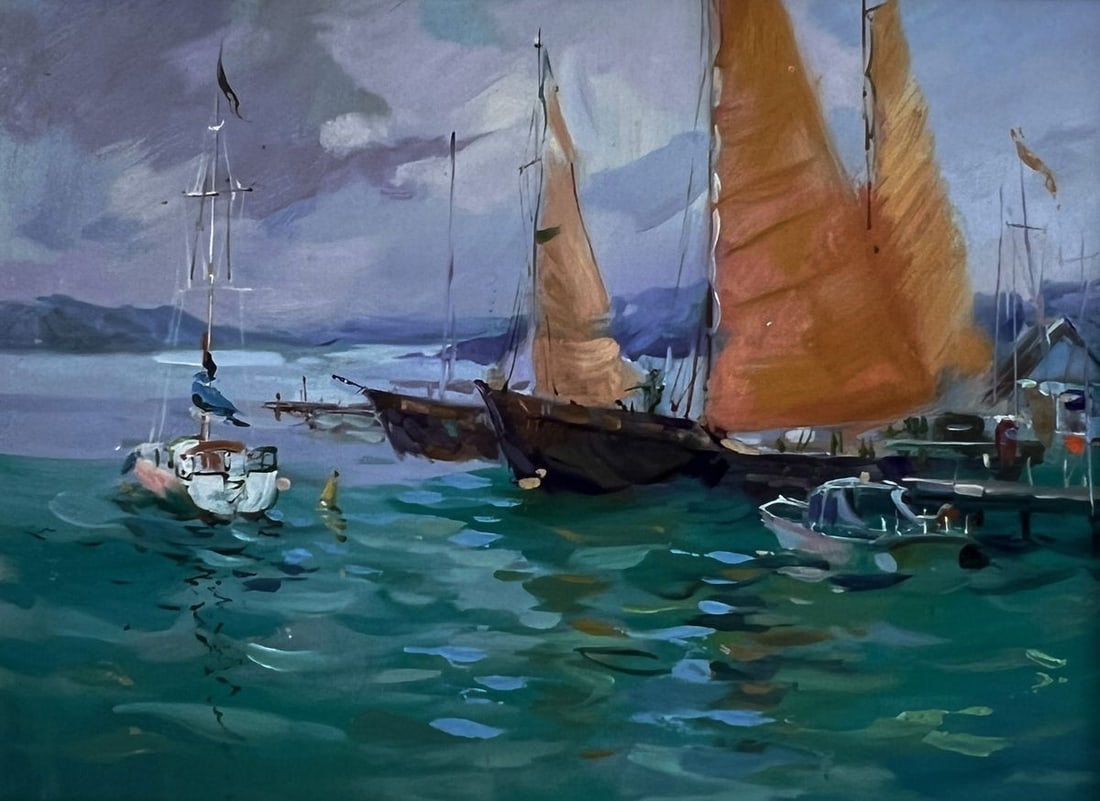 Oil painting Sea ships at the pier Yuriy Suprunchuk - 3