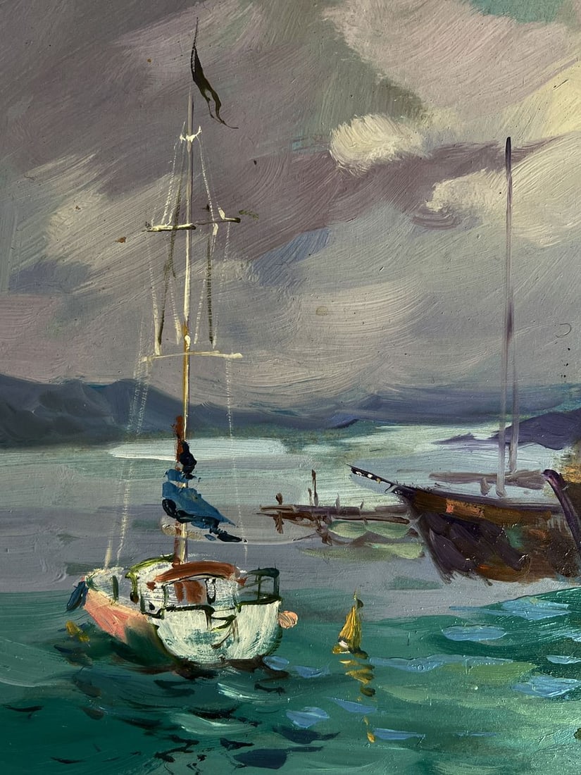 Oil painting Sea ships at the pier Yuriy Suprunchuk - 4