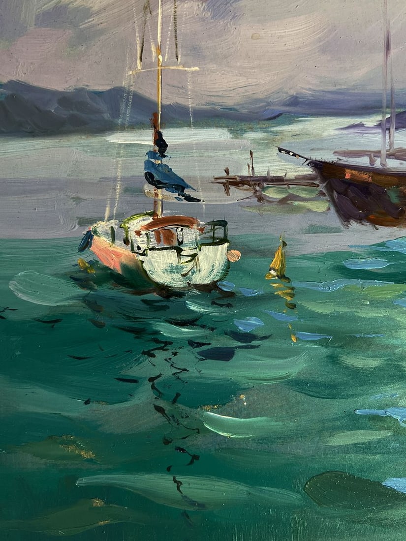 Oil painting Sea ships at the pier Yuriy Suprunchuk - 5