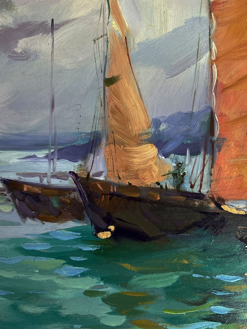 Oil painting Sea ships at the pier Yuriy Suprunchuk - 6