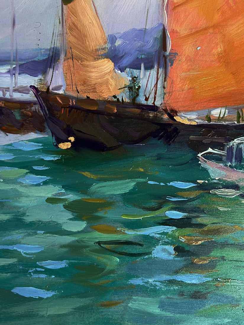 Oil painting Sea ships at the pier Yuriy Suprunchuk - 7