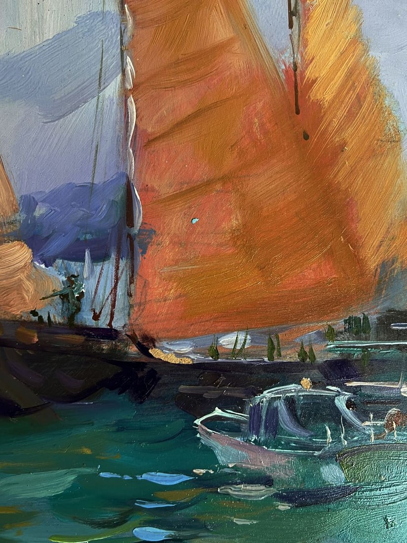 Oil painting Sea ships at the pier Yuriy Suprunchuk - 8