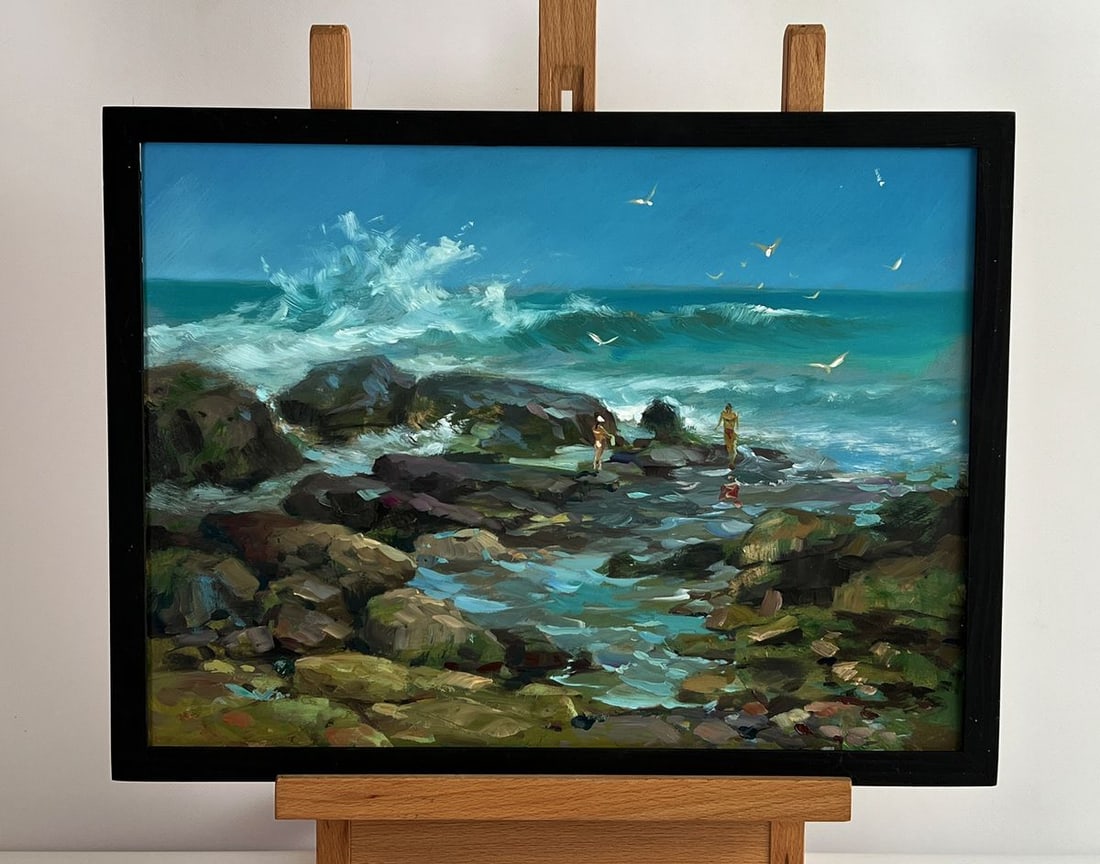 Oil painting Seashore with people Yuriy Suprunchuk (1 of 11)