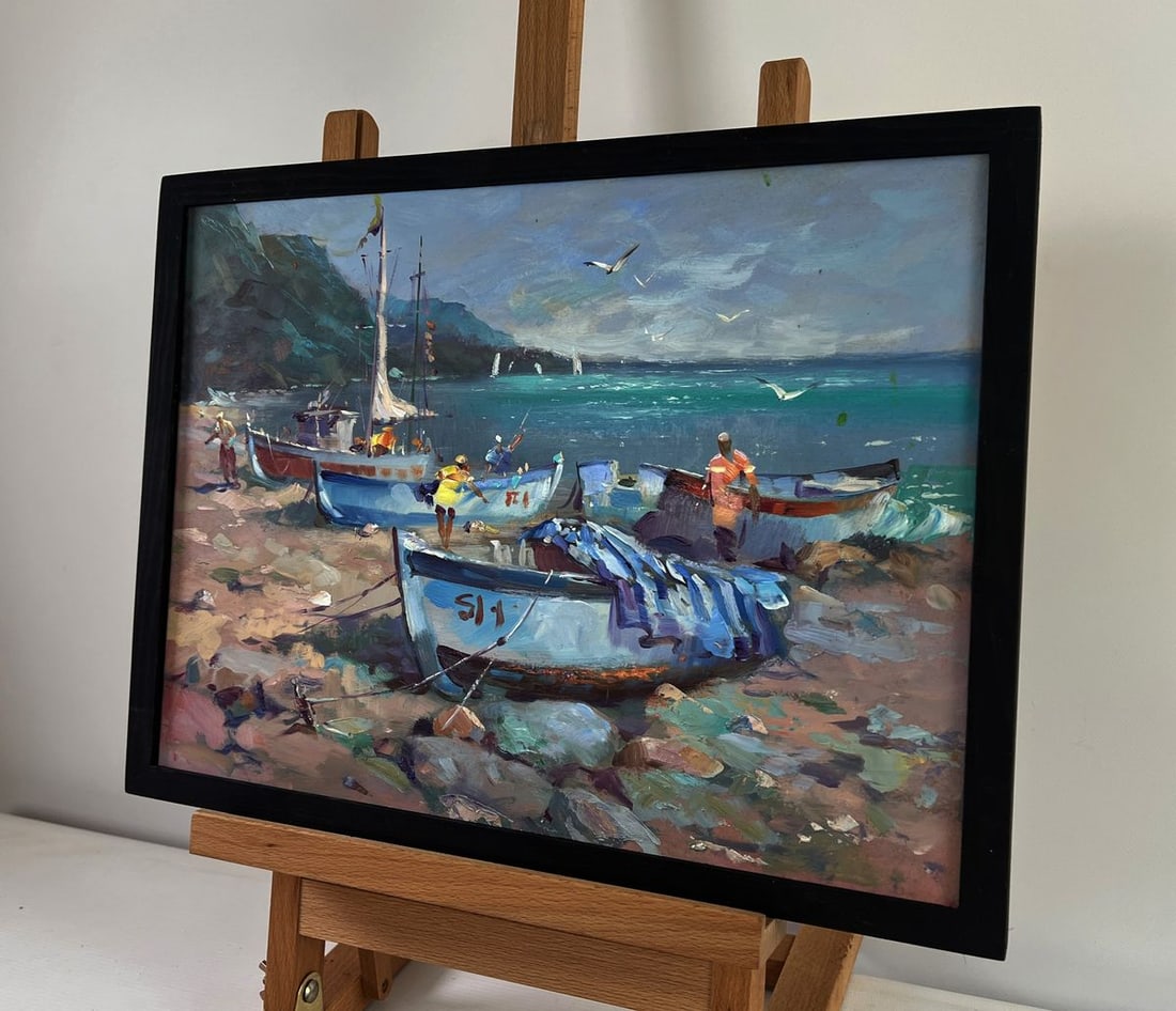 Oil painting Fishermen under the light of the sea Yuri Suprunchuk - 2