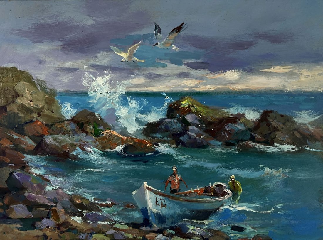 Oil painting Seagulls soaring over the endless sea Yuriy Suprunchuk - 3