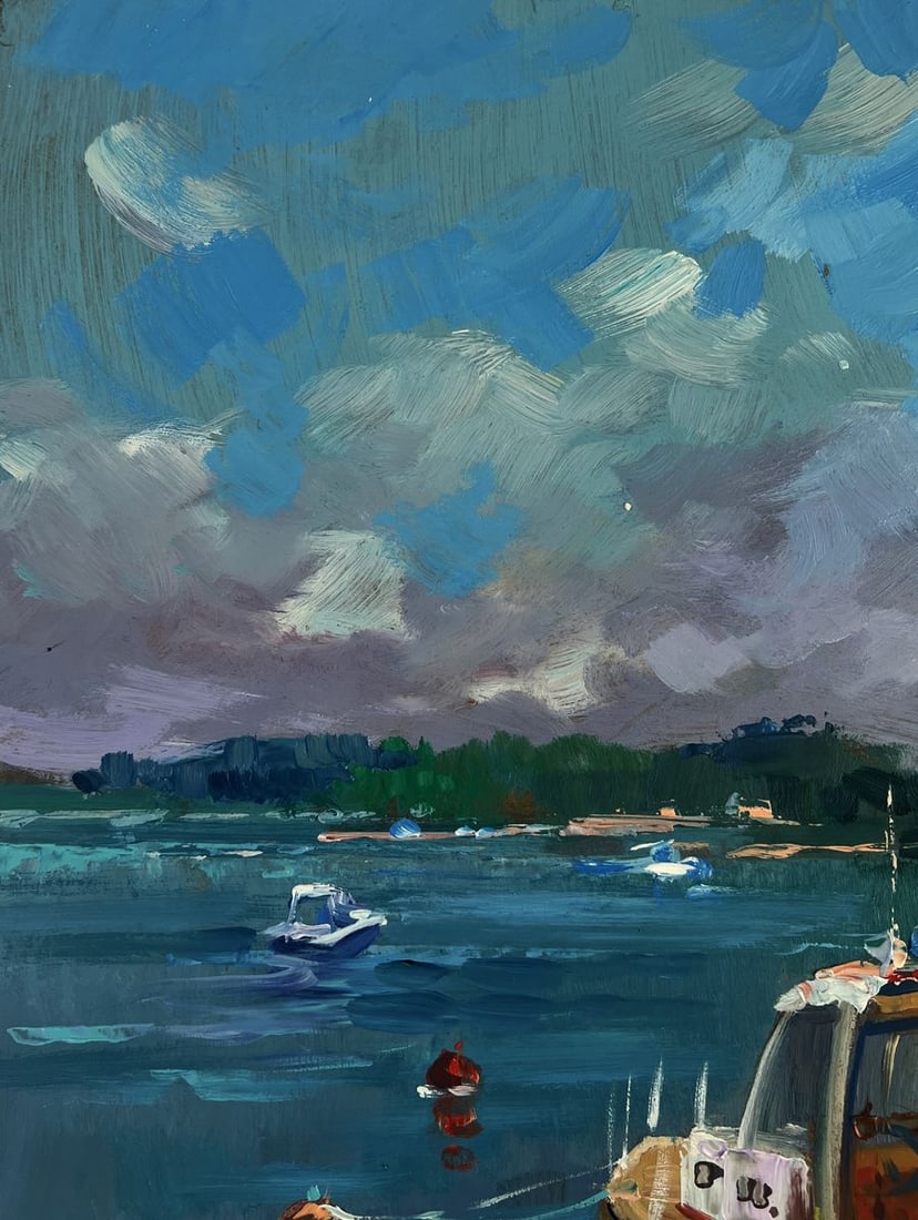 Oil painting Old wooden pier leading into the sea Yuriy Suprunchuk - 5