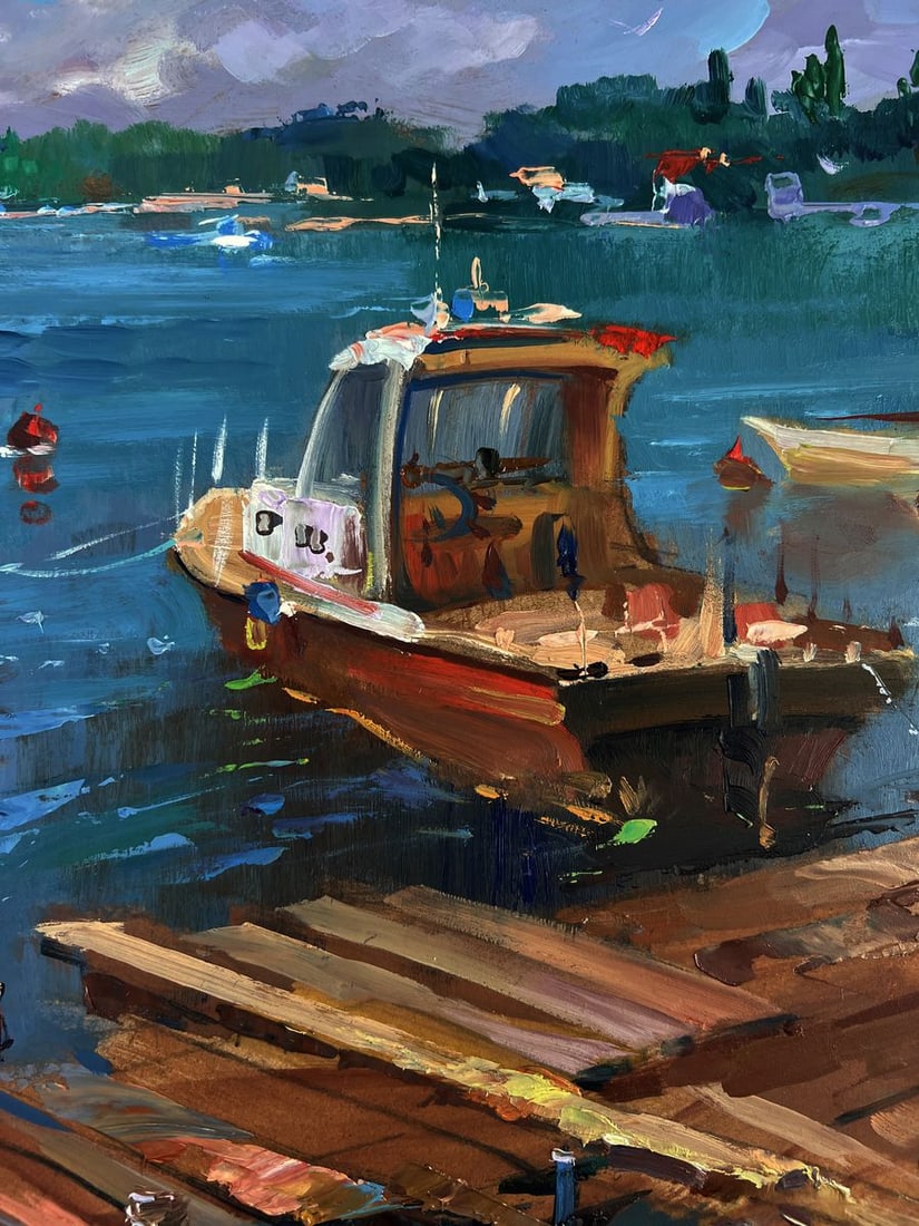 Oil painting Old wooden pier leading into the sea Yuriy Suprunchuk - 6