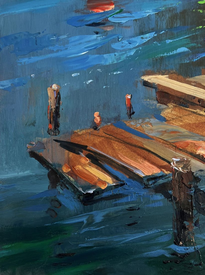 Oil painting Old wooden pier leading into the sea Yuriy Suprunchuk - 7