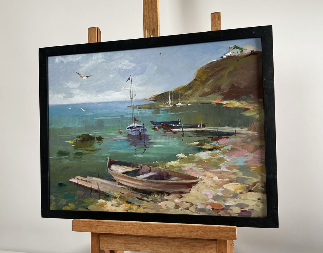 Oil painting Harbor at the foot of the hills Yuriy Suprunchuk - 2