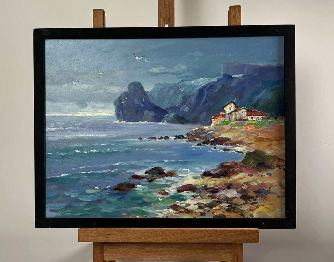 Oil painting Sea and village coziness Yuriy Suprunchuk (1 of 10)